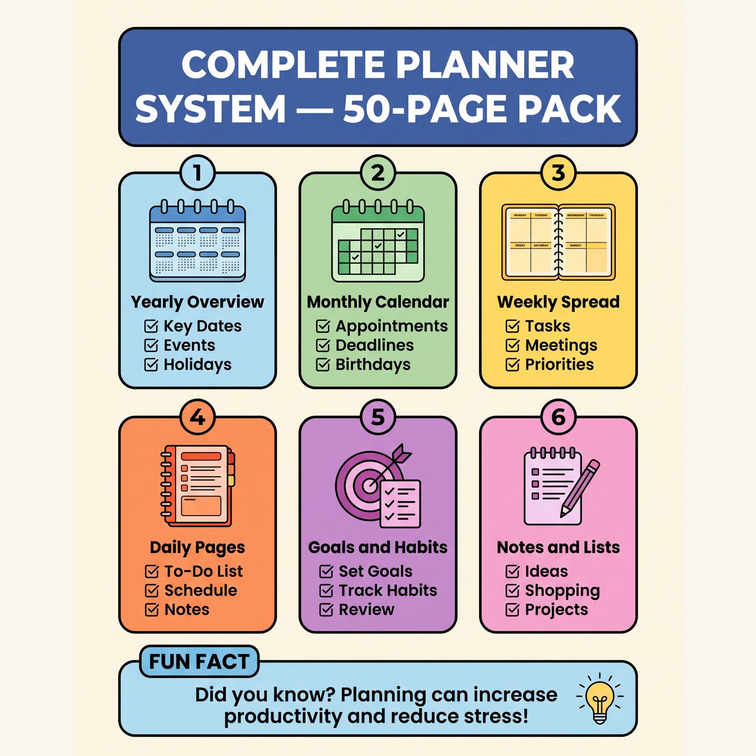 Complete Planner System — 50-Page Pack
