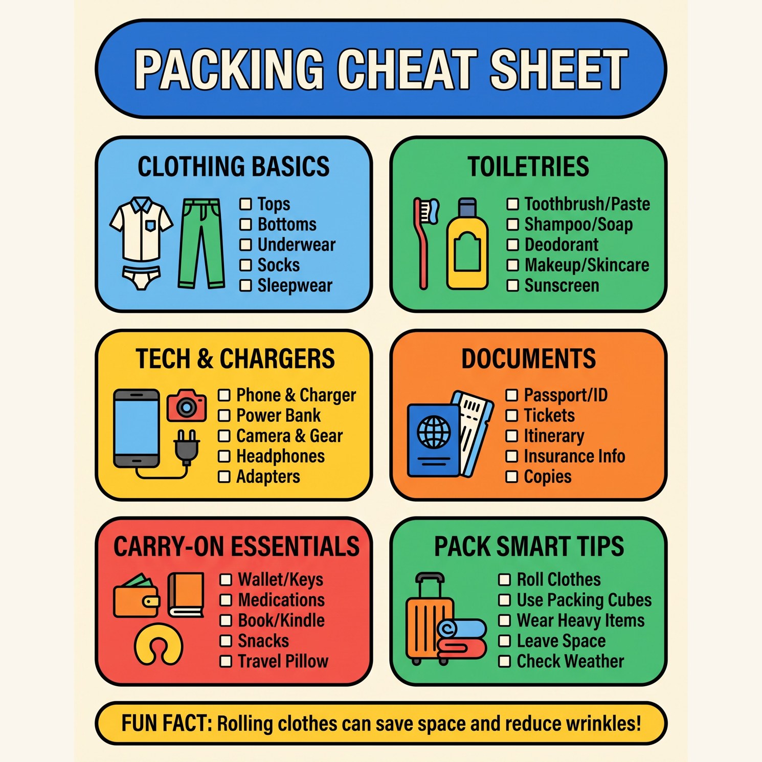 Packing Cheat Sheet