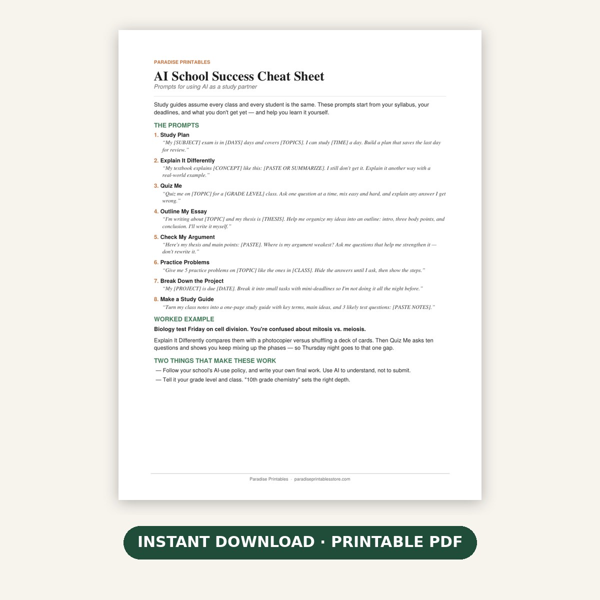 School Success Cheat Sheet - Image 2