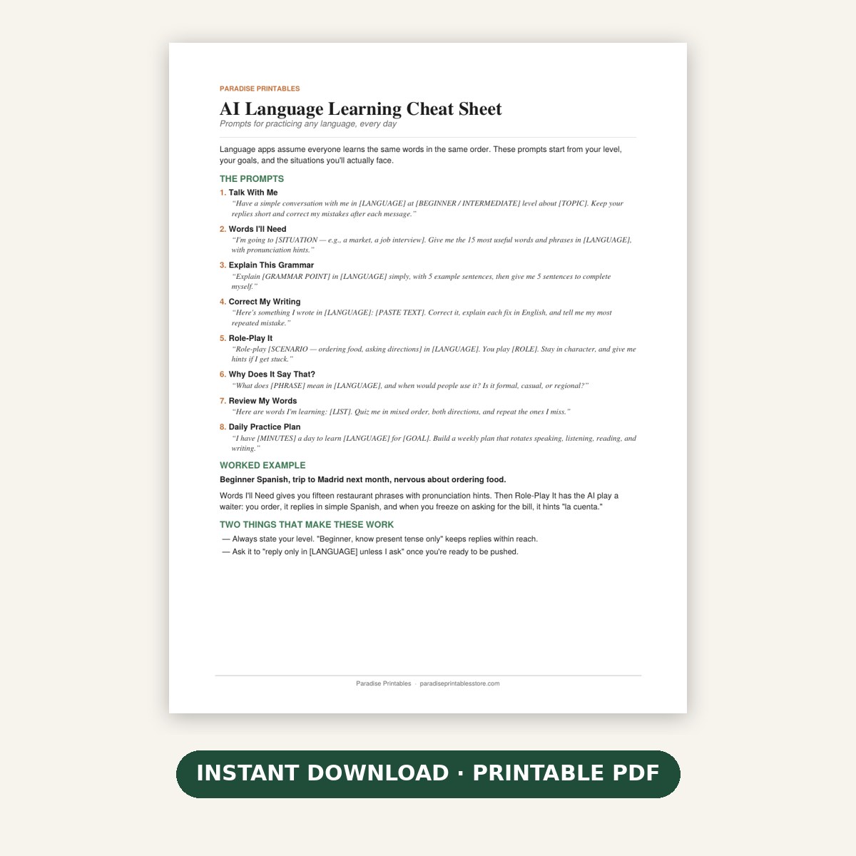Language Learning Cheat Sheet - Image 2