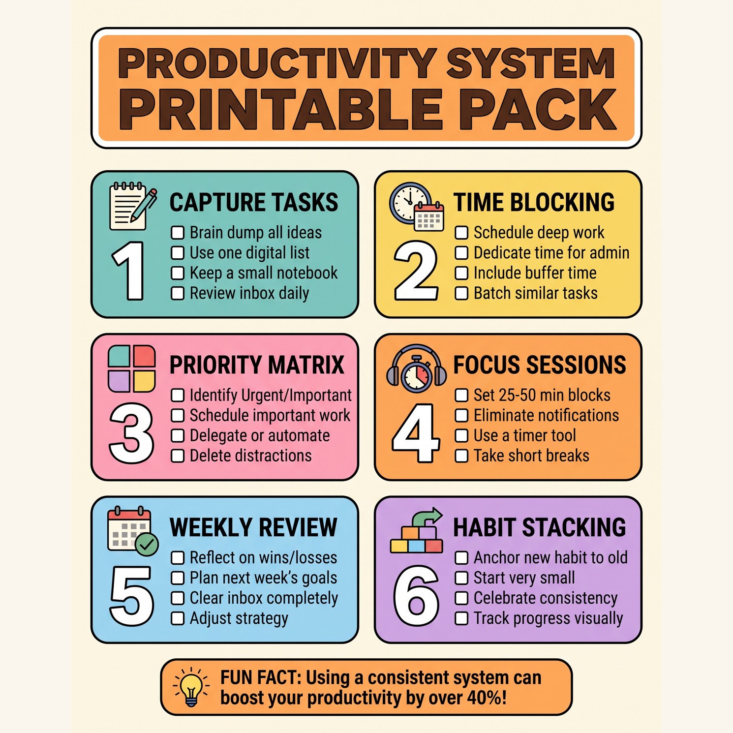 Productivity System Printable Pack
