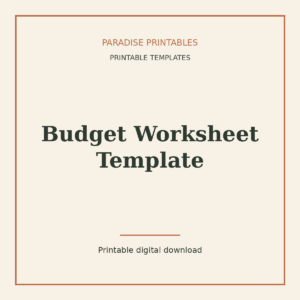 Budget Worksheet Template