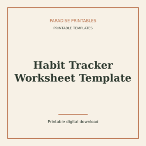 Habit Tracker Worksheet Template