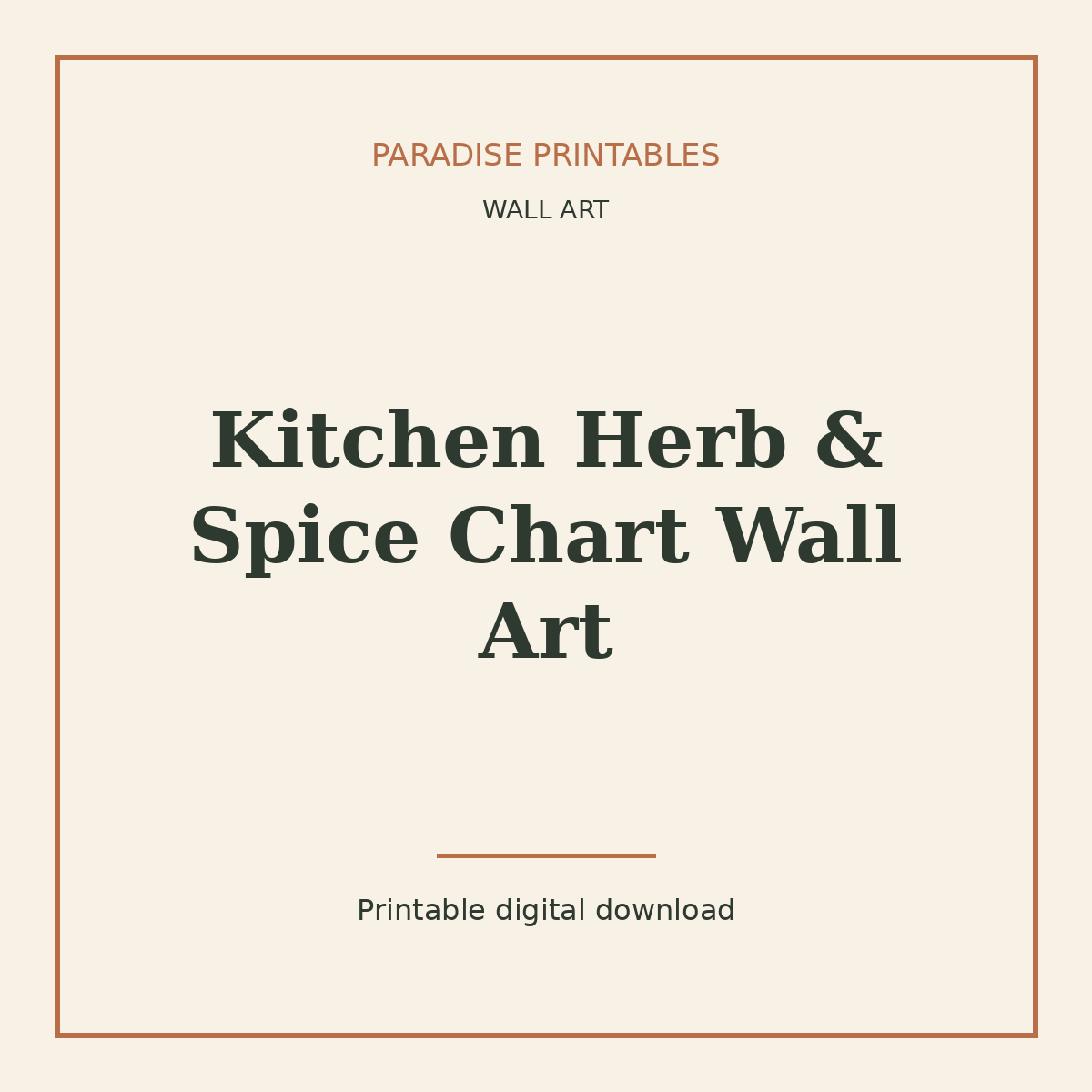 Kitchen Herb & Spice Chart Wall Art