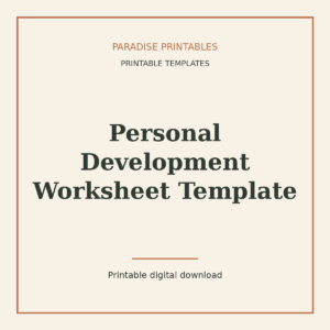 Personal Development Worksheet Template